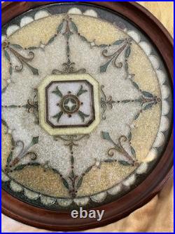 RARE Early Victorian Crushed Glass Trinket Tray Mahogany Banded