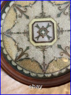 RARE Early Victorian Crushed Glass Trinket Tray Mahogany Banded