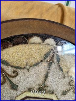 RARE Early Victorian Crushed Glass Trinket Tray Mahogany Banded