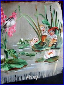 RARE FIND Miniature Antique Silk Paintings x 10 Fairy Tale Scenes Early 1900s