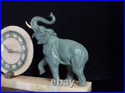 RARE Fine Antique 1920's French Art Deco Huge ELEPHANT Mantel Clock Sculpture