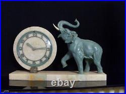 RARE Fine Antique 1920's French Art Deco Huge ELEPHANT Mantel Clock Sculpture