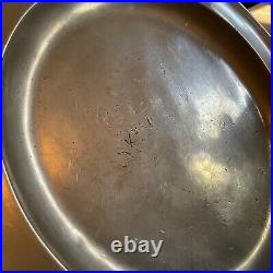RARE HUGE 16 3/4 Antique Pewter CHARGER Early Initials On Front