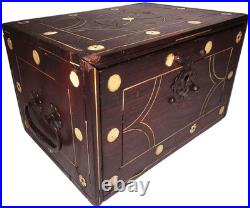 RARE LATE 18TH-EARLY 19TH C ANTIQUE ROSEWOOD BOX WithINLAID FILIGREE/ORIG HARDWARE