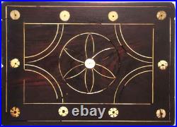 RARE LATE 18TH-EARLY 19TH C ANTIQUE ROSEWOOD BOX WithINLAID FILIGREE/ORIG HARDWARE