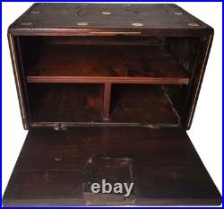 RARE LATE 18TH-EARLY 19TH C ANTIQUE ROSEWOOD BOX WithINLAID FILIGREE/ORIG HARDWARE