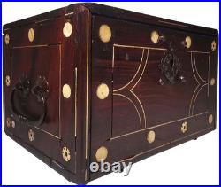 RARE LATE 18TH-EARLY 19TH C ANTIQUE ROSEWOOD BOX WithINLAID FILIGREE/ORIG HARDWARE