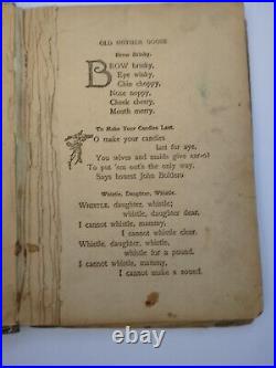 RARE Miss Muffet Mother Goose Nursery Rhyme Book Linen Pages Early 1900s