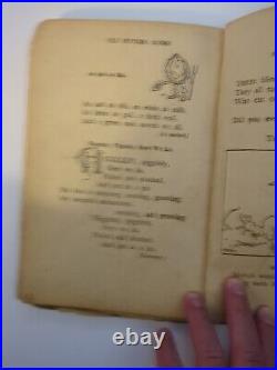 RARE Miss Muffet Mother Goose Nursery Rhyme Book Linen Pages Early 1900s