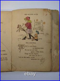 RARE Miss Muffet Mother Goose Nursery Rhyme Book Linen Pages Early 1900s