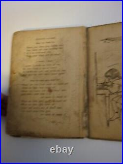 RARE Miss Muffet Mother Goose Nursery Rhyme Book Linen Pages Early 1900s