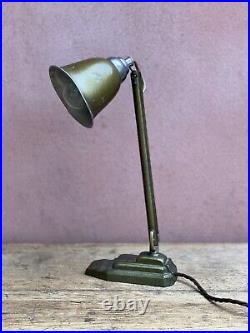 RARE OLIVE ANTIQUE 20's 30's EARLY INDUSTRIAL VINTAGE DESK WALL LAMP LIGHT