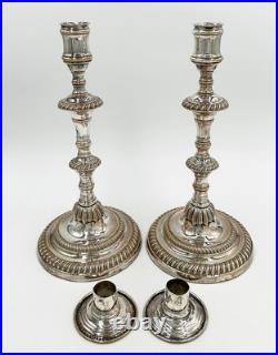 RARE PAIR 10 CANDLESTICKS EARLY PERIOD OLD SHEFFIELD PLATE GEORGE III c1770