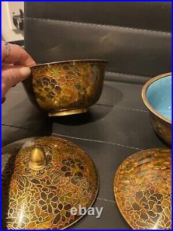 RARE Pair of early 20th Century Chinese cloisonne jars with lifs