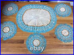 RARE Set 6 Antique Georgian/Early Victorian Beadwork Doilies/Doily/Table Mats