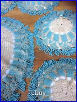 RARE Set 6 Antique Georgian/Early Victorian Beadwork Doilies/Doily/Table Mats