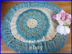 RARE Set 6 Antique Georgian/Early Victorian Beadwork Doilies/Doily/Table Mats
