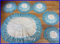 RARE Set 6 Antique Georgian/Early Victorian Beadwork Doilies/Doily/Table Mats