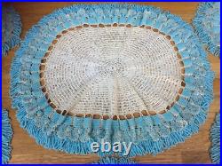 RARE Set 6 Antique Georgian/Early Victorian Beadwork Doilies/Doily/Table Mats