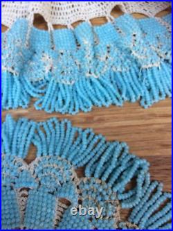 RARE Set 6 Antique Georgian/Early Victorian Beadwork Doilies/Doily/Table Mats
