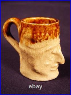 RARE TINY ANTIQUE EARLY 1800s CHILD'S MUG YELLOW WARE ROCKINGHAM MINT