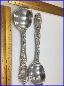 RARE Tiffany &Co Chrysanthemum Sterling Silver Gumbo Large Soup Spoons Early