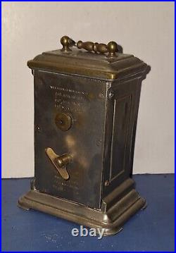 RARE UNUSUAL ANTIQUE EARLY YALE CARRIAGE CLOCK WORKING VISIBLE ESCAPEMENT c. 1880 RARE UNUSUAL ANTIQUE EARLY YALE CARRIAGE CLOCK WORKING VISIBLE ESCAPEMENT c. 1880
