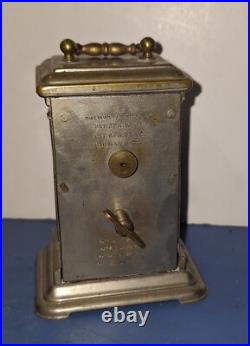 RARE UNUSUAL ANTIQUE EARLY YALE CARRIAGE CLOCK WORKING VISIBLE ESCAPEMENT c. 1880 RARE UNUSUAL ANTIQUE EARLY YALE CARRIAGE CLOCK WORKING VISIBLE ESCAPEMENT c. 1880