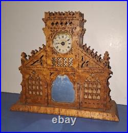 RARE UNUSUAL ANTIQUE EARLY YALE TRAMP ART CLOCK WORKING c. 1880 BIRD'S EYE MAPLE RARE UNUSUAL ANTIQUE EARLY YALE TRAMP ART CLOCK WORKING c. 1880 BIRD'S EYE MAPLE