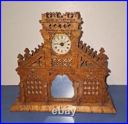 RARE UNUSUAL ANTIQUE EARLY YALE TRAMP ART CLOCK WORKING c. 1880 BIRD'S EYE MAPLE RARE UNUSUAL ANTIQUE EARLY YALE TRAMP ART CLOCK WORKING c. 1880 BIRD'S EYE MAPLE