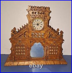 RARE UNUSUAL ANTIQUE EARLY YALE TRAMP ART CLOCK WORKING c. 1880 BIRD'S EYE MAPLE RARE UNUSUAL ANTIQUE EARLY YALE TRAMP ART CLOCK WORKING c. 1880 BIRD'S EYE MAPLE