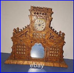 RARE UNUSUAL ANTIQUE EARLY YALE TRAMP ART CLOCK WORKING c. 1880 BIRD'S EYE MAPLE RARE UNUSUAL ANTIQUE EARLY YALE TRAMP ART CLOCK WORKING c. 1880 BIRD'S EYE MAPLE