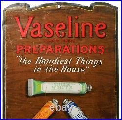 RARE VASELINE EARLY 20TH C VINT ENML LITHO'D TIN STORE DSPLY WithORIG BOXED TUBE