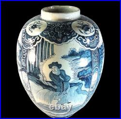 RARE, VERY LARGE EARLY 18th. CENTURY HAND PAINTED DELFT VASE by PIETER GERRITSZ