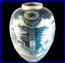 RARE, VERY LARGE EARLY 18th. CENTURY HAND PAINTED DELFT VASE by PIETER GERRITSZ