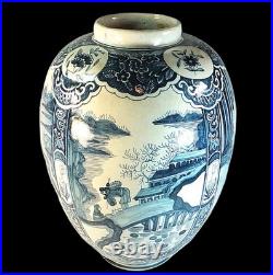 RARE, VERY LARGE EARLY 18th. CENTURY HAND PAINTED DELFT VASE by PIETER GERRITSZ