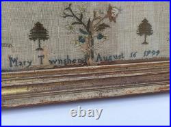 RARE Very Early Antique 18th Century (1799) Needlework Sampler- Napoleonic Era