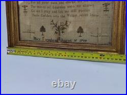 RARE Very Early Antique 18th Century (1799) Needlework Sampler- Napoleonic Era