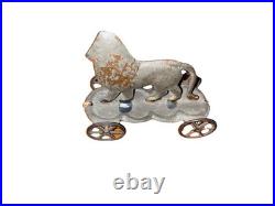 RARE Vintage Antique Early Circus Tin Lion Pull Toy Late 19th Century