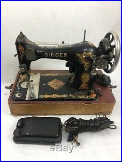 RARE Vintage Singer 128 Antique early electric Sewing Machine With Accessories