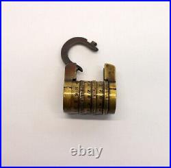 RARE antique LETTER COMBINATION LOCK Early T. RAY PADLOCK Brass & Steel