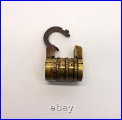 RARE antique LETTER COMBINATION LOCK Early T. RAY PADLOCK Brass & Steel RARE antique LETTER COMBINATION LOCK Early T. RAY PADLOCK Brass & Steel