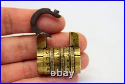 RARE antique LETTER COMBINATION LOCK Early T. RAY PADLOCK Brass & Steel