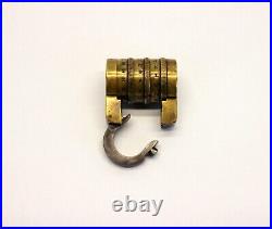 RARE antique LETTER COMBINATION LOCK Early T. RAY PADLOCK Brass & Steel