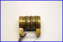 RARE antique LETTER COMBINATION LOCK Early T. RAY PADLOCK Brass & Steel