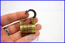 RARE antique LETTER COMBINATION LOCK Early T. RAY PADLOCK Brass & Steel