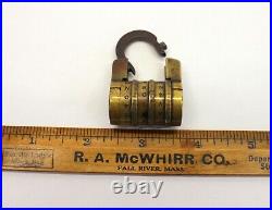 RARE antique LETTER COMBINATION LOCK Early T. RAY PADLOCK Brass & Steel RARE antique LETTER COMBINATION LOCK Early T. RAY PADLOCK Brass & Steel