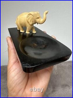 RARE antique bakelite Catalin ashtray, early 20th. Elephant figurine. 173grams