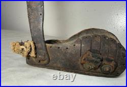 RARE antique early 19th century \ wrought iron wood childs leg foot brace cast