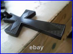 RARE antique large early Cross necklace victorian pendant MOURNING vulcanite etc